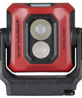Front view of Syclone 400 Lumen USB Rechargeable MultiFunction Compact Work Light with magnetic base and red finish