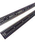 Pair of Flexible Black Chrome High Contrast Machinist Ruler For Quick Readouts, 24 Inch Marks In One Tenth And One Hundredth Inch
