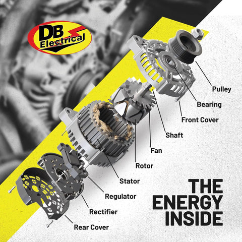 Exploded view of Replacement Marine Beefy High Output Alternator For Mercury Outboard Engines 75 90 115 225 Optimax Models