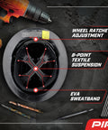 Interior view of WolfJaw Fiberglass Full Brim Hard Hat With Wheel Ratchet showing 8-point suspension and sweatband