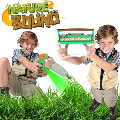 Children using Bug Catcher Vacuum Kit With Light Up Habitat For Kids Kid Friendly Outdoor STEM Toy With Cage Eco Friendly Insect Catcher Vacuum.