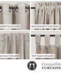 Chelsea Ball End Curtain Rod For Windows with various curtain types: grommet, rod pocket, back tab, and top tab options.