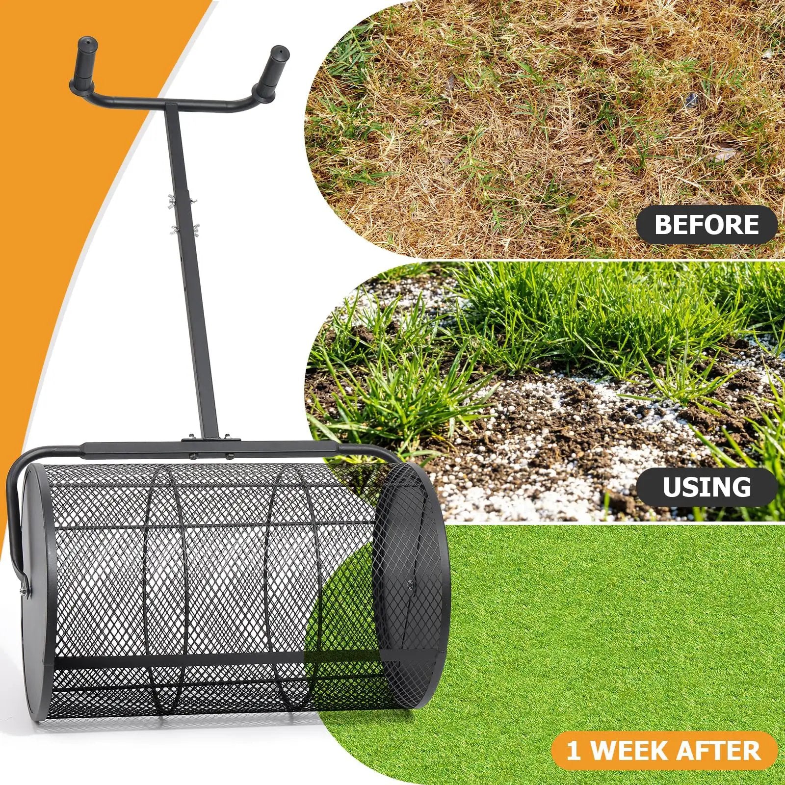 Compost Spreader 24 Inch Peat Moss Spreader | Matte Black ✓