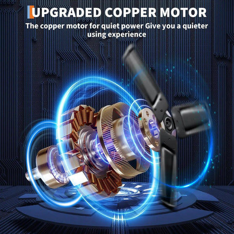Exploded view of upgraded copper motor for 24 Inch High Velocity Drum Fan For Industrial Spaces, showcasing parts for quiet operation.