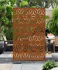 Sturdy Outdoor Privacy Screen With Stand 72 Inch Height By 44 Inch Width Brown Metal Fence Panels For Patio Balcony Garden
