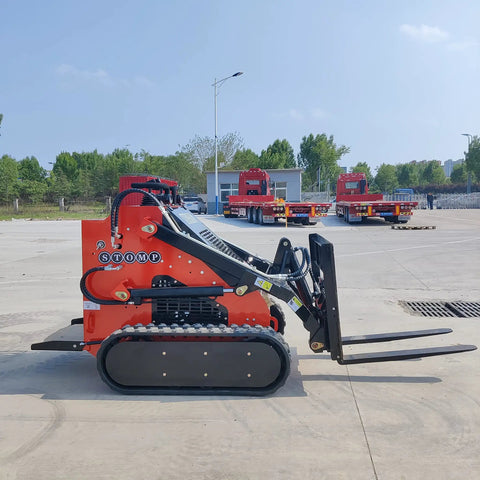 Mini Skid Steer Loader With 1800Lbs Capacity And Pallet Fork Attachment for small projects in open yard