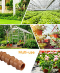 Collage of gardens and greenhouses with 20 Piece One Half Inch Drip Irrigation Barbed Coupling Connectors For 0.56 To 0.60 Inch Tubing