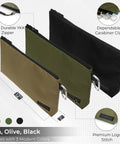 Heavy Duty Tool Pouch Set Large 12 Inch Zipper Bags With Flat Bottom YKK Zippers 3 Pack Multipurpose Canvas Organizer Pouches