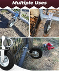 Heavy Duty Gate Wheels For Metal Swing And Sliding Fences Built To Crush A Massive Five Hundred Pound Weight Limit with support casters in use.