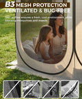 10x10 Ft Pop Up Screen House Tent With Mesh Doors Portable Instant Screen Room Gazebo UV Shield Silver Coated Mesh Easy Setup