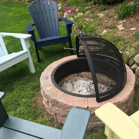 Round Fire Pit Spark Screen Cover With Easy Opening Latch Heavy Duty Steel Mesh Shield For 36 Inch Outdoor Fire Pits Ember Guard