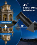 70mm Travel Astronomy Telescope With 400mm Focal Length And 70mm Aperture, K6 And K25 Eyepieces, 45 Degree Erect Diagonal, Adjustable Tripod, Phone Adapter, Great For Beginners And Stargazers showing 45° erect-image diagonal