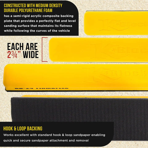Pro Series K-Block Sander Kit With Firm And Flex Hand Blocks In 9 Inch, 16 Inch, And 24 Inch Sizes, Hook And Loop Backing