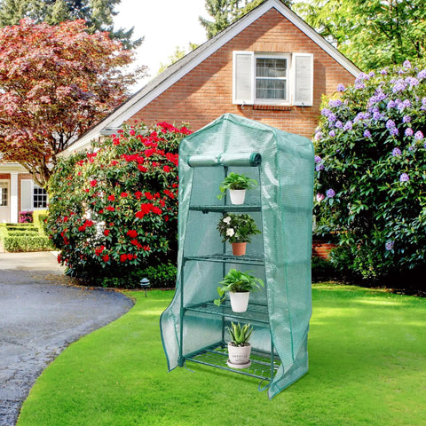 Beefy Four Tier Greenhouse Replacement Cover With Roll Up Zipper Door For Indoor Outdoor Gardening 63 X 27.2 X 19.3 Inches PE Material Frost Wind Rain Proof Frame Not Included