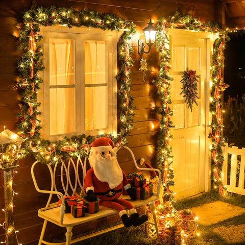 Warm White 300 LED Christmas String Lights With Clear Wire For Indoor Outdoor Use Waterproof Durable Eight Modes On House
