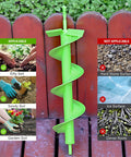 Upgrade Spiral Garden Auger Drill Bit 16 Inch By 4 Inch Heavy Duty Double Blade for planting, shown with soil types