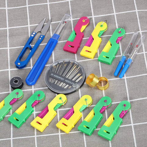Must Have 46 Piece Sewing Tools Kit With 9 Automatic Needle Threading Devices 30 Self Threading Needles 3 Seam Rippers
