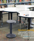 SitWell Wobble Stool With Adjustable Height For Active Seating In Classrooms And Libraries, Promotes Core Strength In Gray