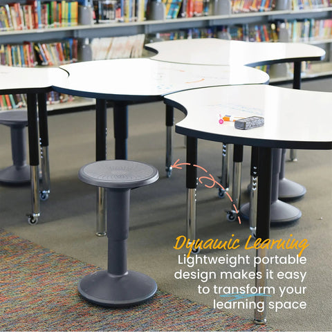 SitWell Wobble Stool With Adjustable Height For Active Seating In Classrooms And Libraries, Promotes Core Strength In Gray