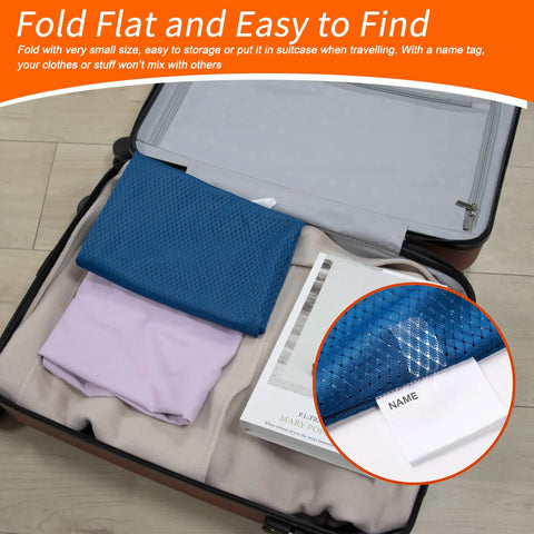 Heavy Duty Diamond Mesh Laundry Bag 24x36 Inches Breathable Tough As Nails Tear Resistant Delicates Organizer Blue in suitcase