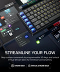 Next Level Wireless RGB Gaming Keyboard With Sleek Aluminum Build And Zero Clutter 99 Percent Layout providing Stream Deck integration.