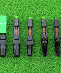 SC/APC fiber optic quick connectors set, 5 pcs, with green tips and black housings for CATV network