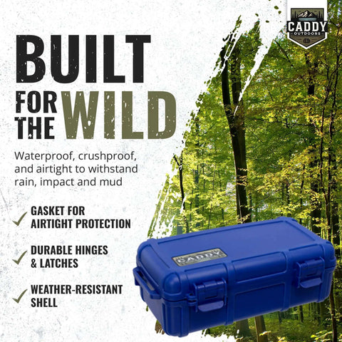 Tough As Nails Outdoor Case With Airtight Gasket Seal And Heavy Duty Latches To Block Rain Mud And Dust Secure Travel Friendly Hard Shell, navy blue, waterproof design.