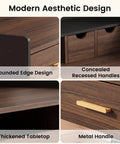 Built Tough 55 Inch Electric Adjustable Standing Desk Featuring Five Roomy Storage Drawers And Raised Monitor Platform Smooth Glide Motor Custom Memory Buttons Boss Home Office Setup with rounded edges and thickened tabletop.