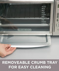 Removing crumb tray from Six Slice Digital Convection Countertop Toaster Oven With Stainless Steel Finish, 120 Minute Timer And Auto Shutoff