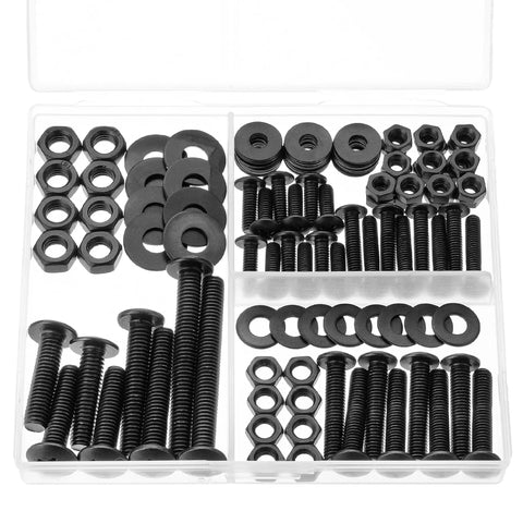 Nuts And Bolts Assortment Kit 113 Pieces Galvanized Iron Hardware Set For Home DIY Projects in plastic organizer box