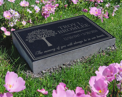 Personalized Granite Memorial Stone For Grave Decor Outdoor Tree Of Life Memorial Plaque Custom Cemetery Marker To Honor Loved One