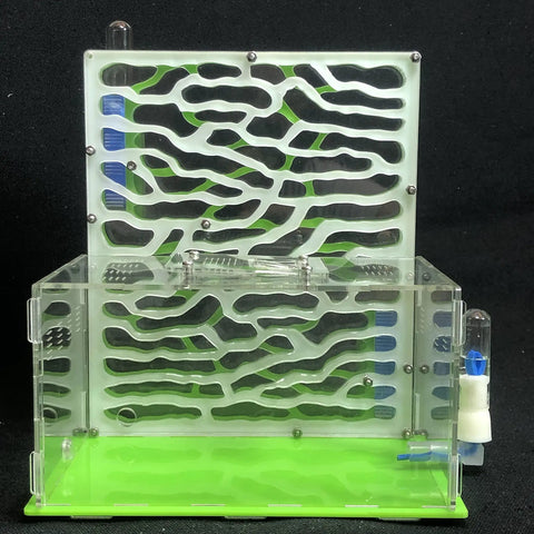 Giant Acrylic Ant Farm Habitat With 19.5 By 15 By 22 Cm Wide Viewing Area, Six Layer Nest, Moisture Tower, Dual Expansion Ports, Great For STEM Learning And Watching Live Ants, Green, front view
