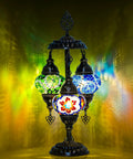 Turkish Mosaic Table Lamp With Bulb Included Dope Anatolian Star Three Globe Light For Living Room Decor Antique Bronze Finish
