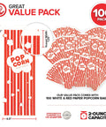 Large 2 Oz Red And White Paper Popcorn Bags Bulk 100 Pack Disposable Grease Resistant Bags For Carnival Party Vibes Image
