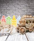 Wooden Stagecoach 3D Puzzle Construction Kit With Self Moving Gears Openable Cabin Doors And Detailed Mechanical Fun For Builders Of All Ages Perfect STEM Toy For Curious Kiddos And Grownups Who Love Hands On Gear Puzzles, wooden horse stagecoach