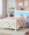 Next Level Twin White Bed Frame With Headboard And Footboard Featuring Built In Rgb Led Lights App Controlled Smart Bedroom Furniture For Ultimate Chill Vibes And Serious Glow Up in a cozy bedroom setting.