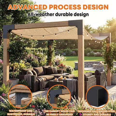4 Pack Pergola Bracket Kit Sets, 2-Way L Shaped Corner Brackets For 3.5 By 3.5 Inch Wood Posts in garden setting