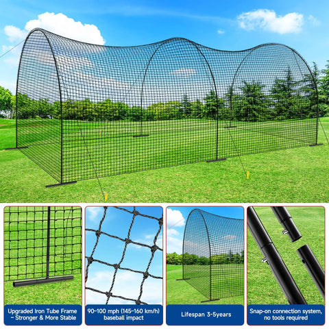 2025 Upgraded Backyard Baseball Batting Cage With Frame And Net 20 Ft By 12 Ft By 8 Ft Easy Setup Outdoor Training Gear Durable PE Netting