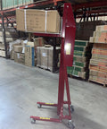 Full Size Manual Hand Winch Work Positioner Lift Truck For Warehouse Steel Frame with polyurethane casters, loaded with boxes.