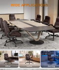 Premium Mid Back Leather Executive Office Chair Featuring Ergonomic Lumbar Support And Flip Up Armrests For Boss Level Comfort During Long Study Marathons And Crunch Time Deadlines in an office conference setup.