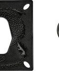 Detailed view of a dragon-themed tsuba and a guard ring, parts of Rugged Black Polypropylene Training Sword With Samurai Style Handle.