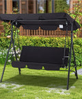 Heavy Duty 3 Seat Patio Swing With Removable Cushions, Adjustable Canopy And Smooth Glider Motion For Garden, Poolside Or Backyard