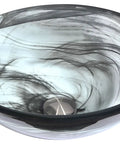 Mezzo Slumber Wisp Sleek Tempered Glass Vessel Sink Bowl In Grey Finish with round shape and pop up drain for bathrooms
