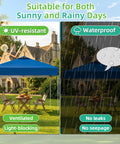 Blue 10x10Ft Pop Up Canopy Tent With Easy Setup Portable Outdoor Gazebo Shelter in garden showing UV-resistant and waterproof features