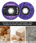 Heavy Duty Six Pack Purple Paint Stripper Discs For Angle Grinder 4.5 Inch, featuring abrasive texture for effective rust removal.