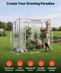 Walk In Greenhouse For Outdoors With Windows PE Cover Roll Up Zipper Door 76.8 Inches Long 30.3 Inches Wide 66.1 Inches High