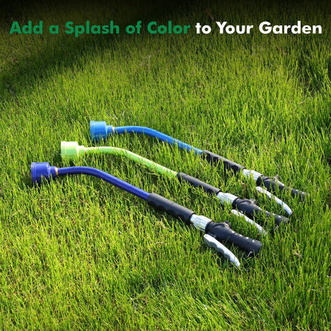 Heavy Duty Full Metal 24 Inch Watering Wand With Gentle Soft Shower Sprayer on grass, in three colors