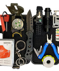 Go To Survival Kit With Essential Tactical Tools For Camping And Outdoor Adventures gear and tools inside compact case