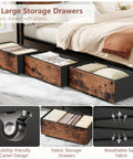 Queen Bed Frame With A Slick Two Tier Storage Headboard And Built In Charging Station Plus Six Roomy Drawers For A Game Changing Sleep Setup And Effortless Daily Flow featuring six large fabric drawers.