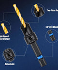 Countersink Drill Bit Set For Wood With Dual Flute 82 Degree Countersink, Five HSS Bits, Magnetic Extension Bit Holder, Hex Wrench